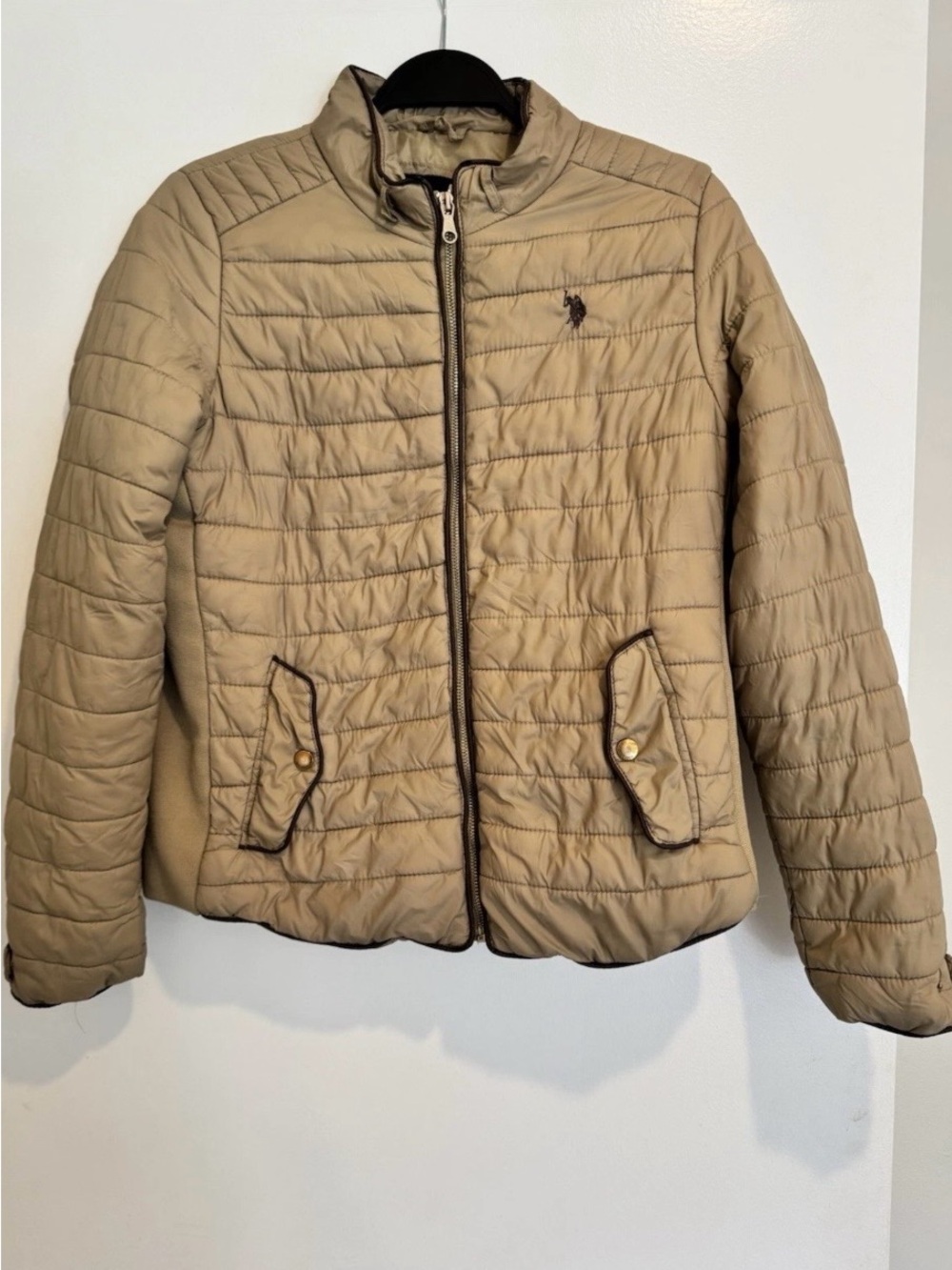 U.S. Polo Assn. Women's Quilted Light Tan Puffer Jacket
